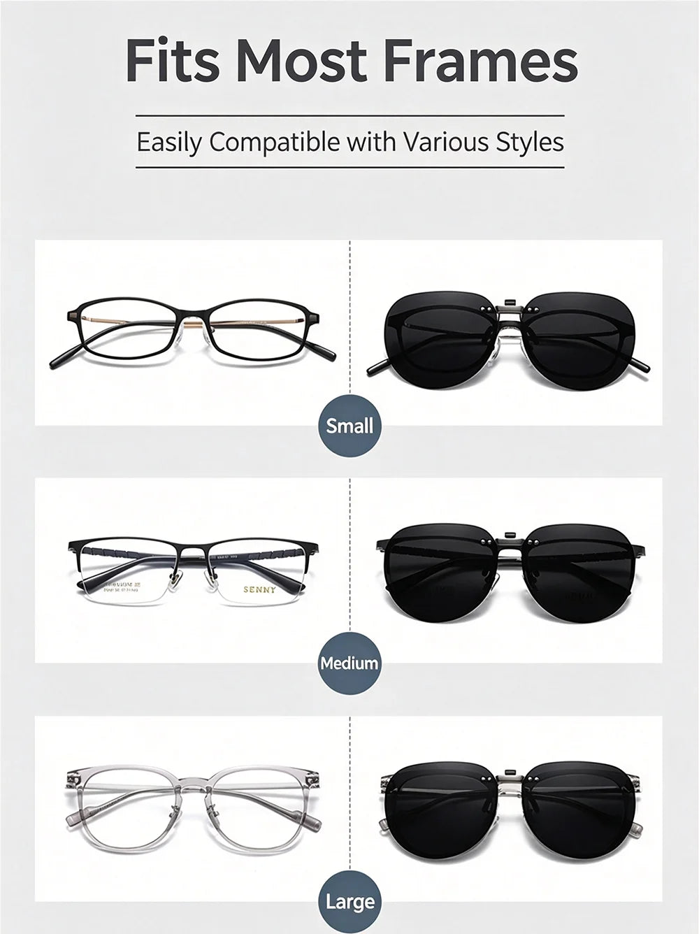 Oval Clip-On Sunglasses | 7 Lens Options