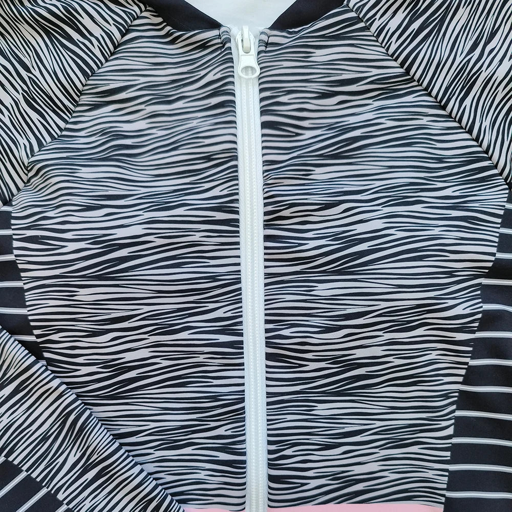Color Block Surfing One-Piece Swimsuit — Long Sleeve Zipper | Women's Sport Swimwear