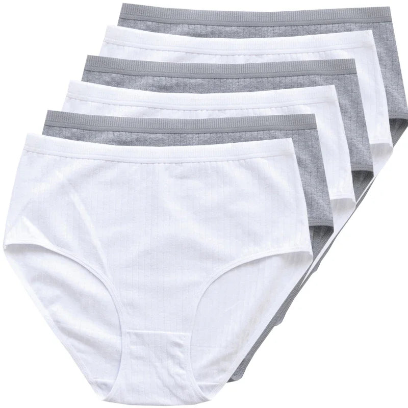 Women's Plus Size Cotton High Waist Briefs – 6-Pack | Breathable Solid Color Underwear (S–2XL)