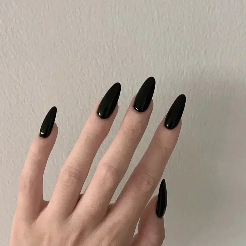 Long Coffin Press-On Nails with Glue – Nude, Pink & Color Designs, 24 Pieces