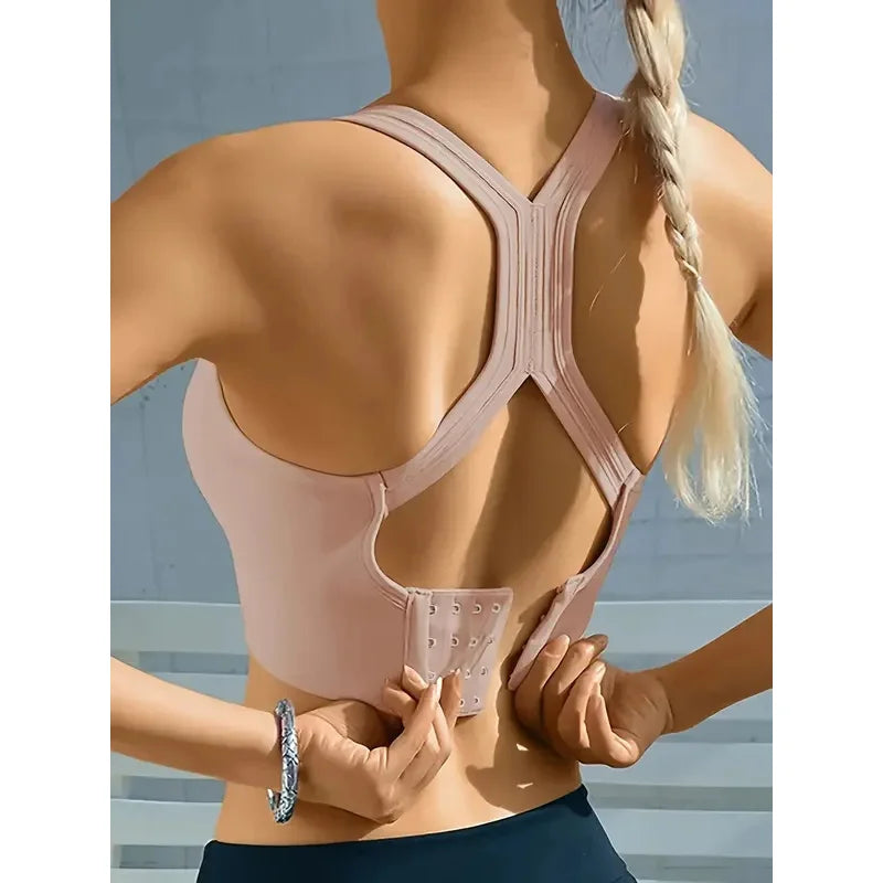 Women's Seamless Push-Up Yoga Tank Bra – Breathable Padded Full Cup | Wire-Free Sports Bra