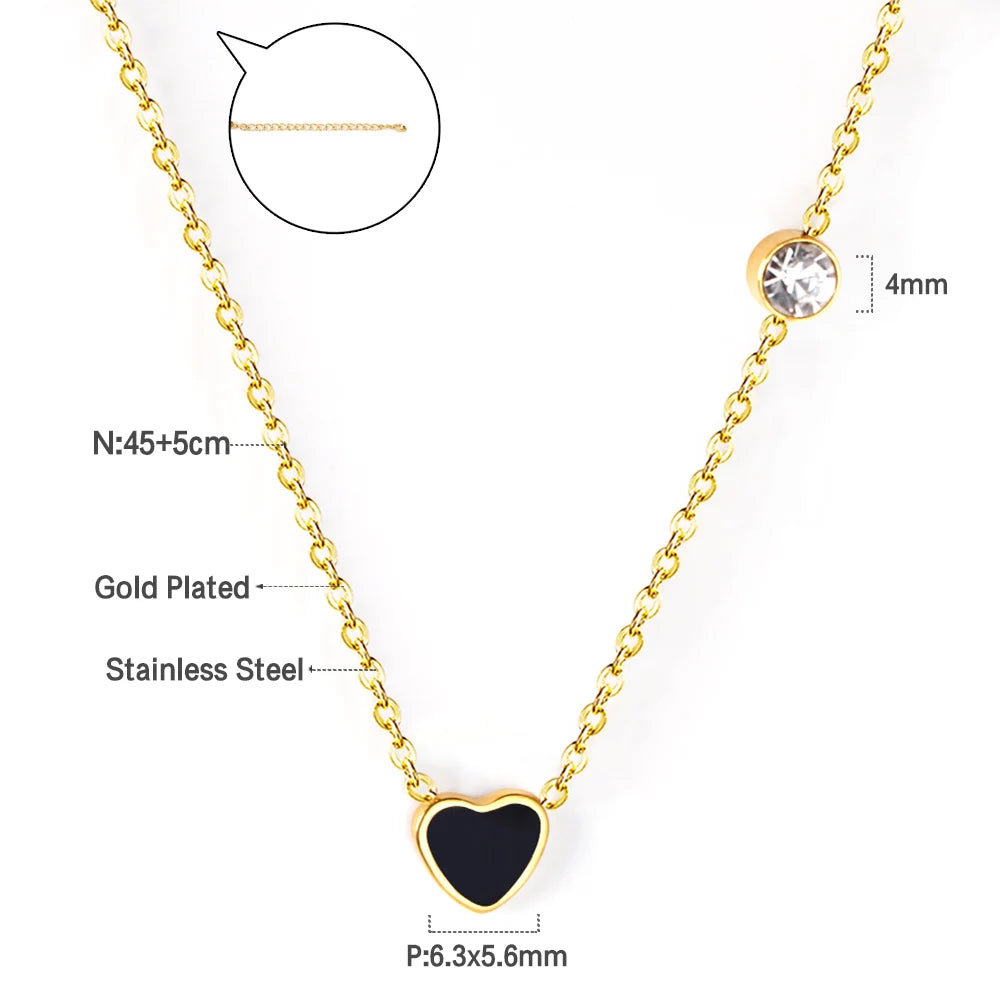 Heart Pendant Necklace – Stainless Steel Clavicle Choker for Women & Girls