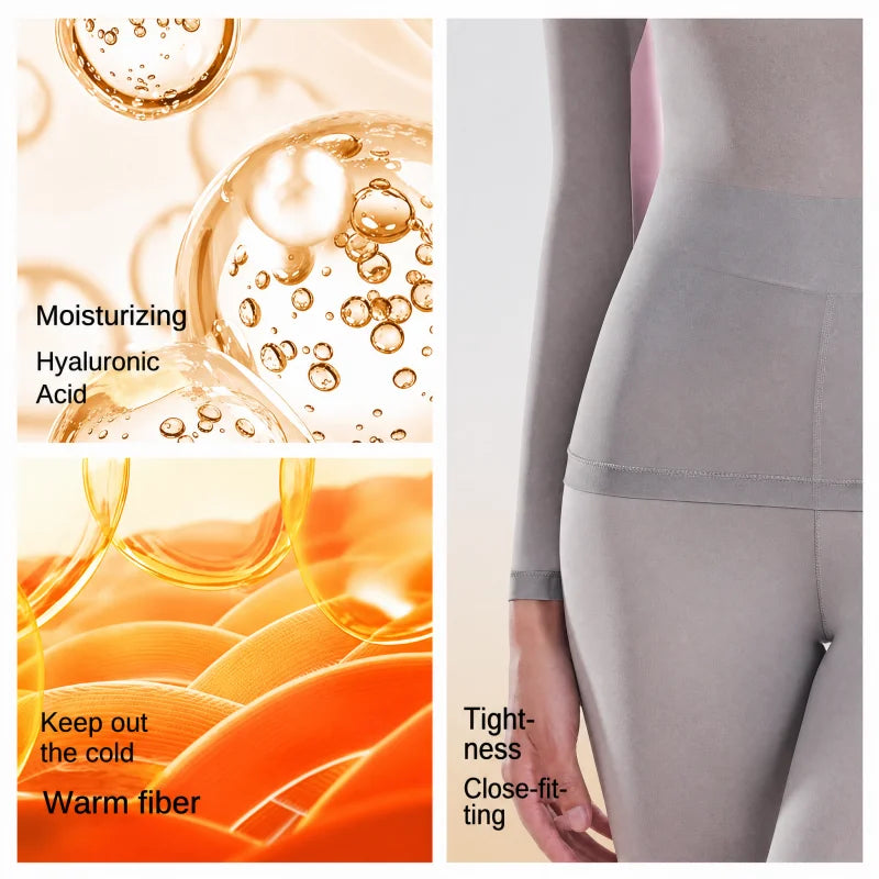 High-Collar Seamless Thermal Set – Long-Sleeve Warm Base Layer for Women, High-Rise (L–XL, 4 Color Sets)