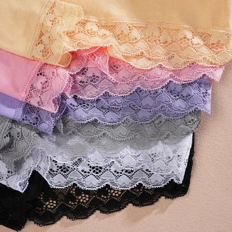Cotton High-Waist Lace Boyshort – Breathable Letter-Band Sport Briefs for Women (S–2XL, 6 Colors)
