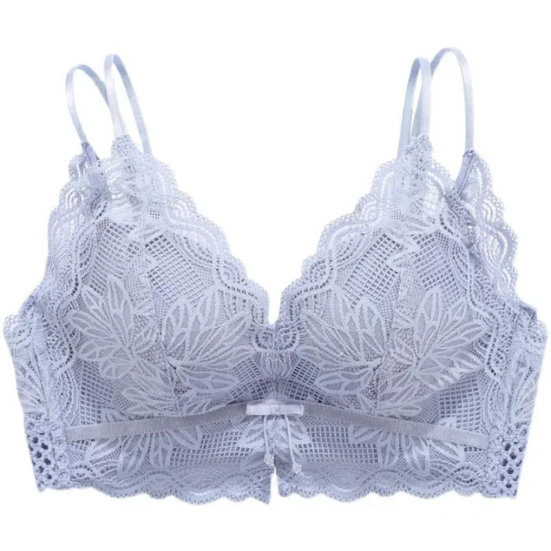 Women's Deep V Sexy Push Up Bra for Small Flat Chest | Ultra-Thick 3D Cup Lingerie with Gathered Back | Wire-Free Beaded Bra Set (32–38 / 70–85 AB)