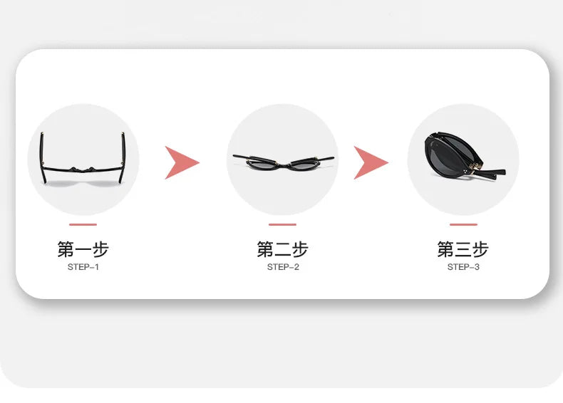 Foldable Oval Photochromic Glasses | Myopia Lens Options