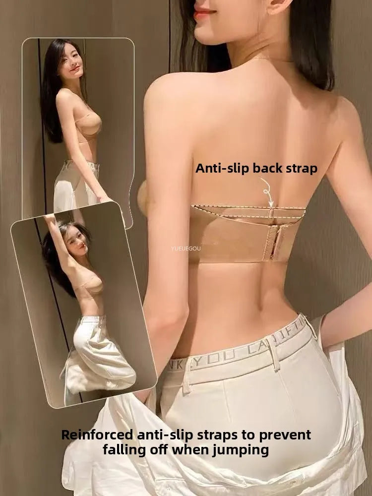 Women's 12CM Extreme Push Up Strapless Bra | No Wire Adhesive Sticky Bra for Lift & Cleavage | Invisible Non-Slip Nude Bra (70A–85A)