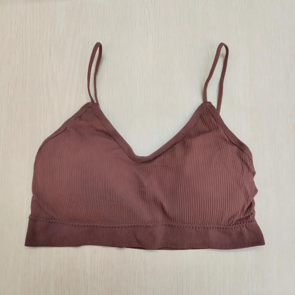 Women's Backless V-Neck Sports Bra – Seamless Push-Up Bralette | Yoga & Sleep