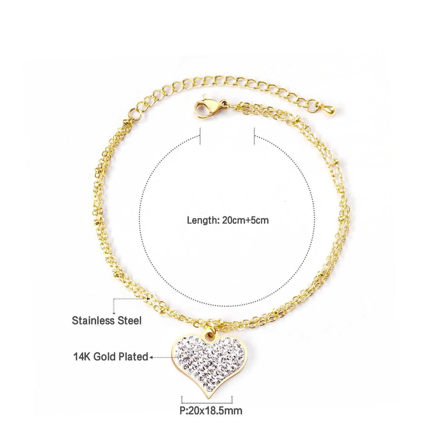 Evil Eye Bracelet – 18K Gold-Plated Stainless Steel Boho Charm Bracelet for Women