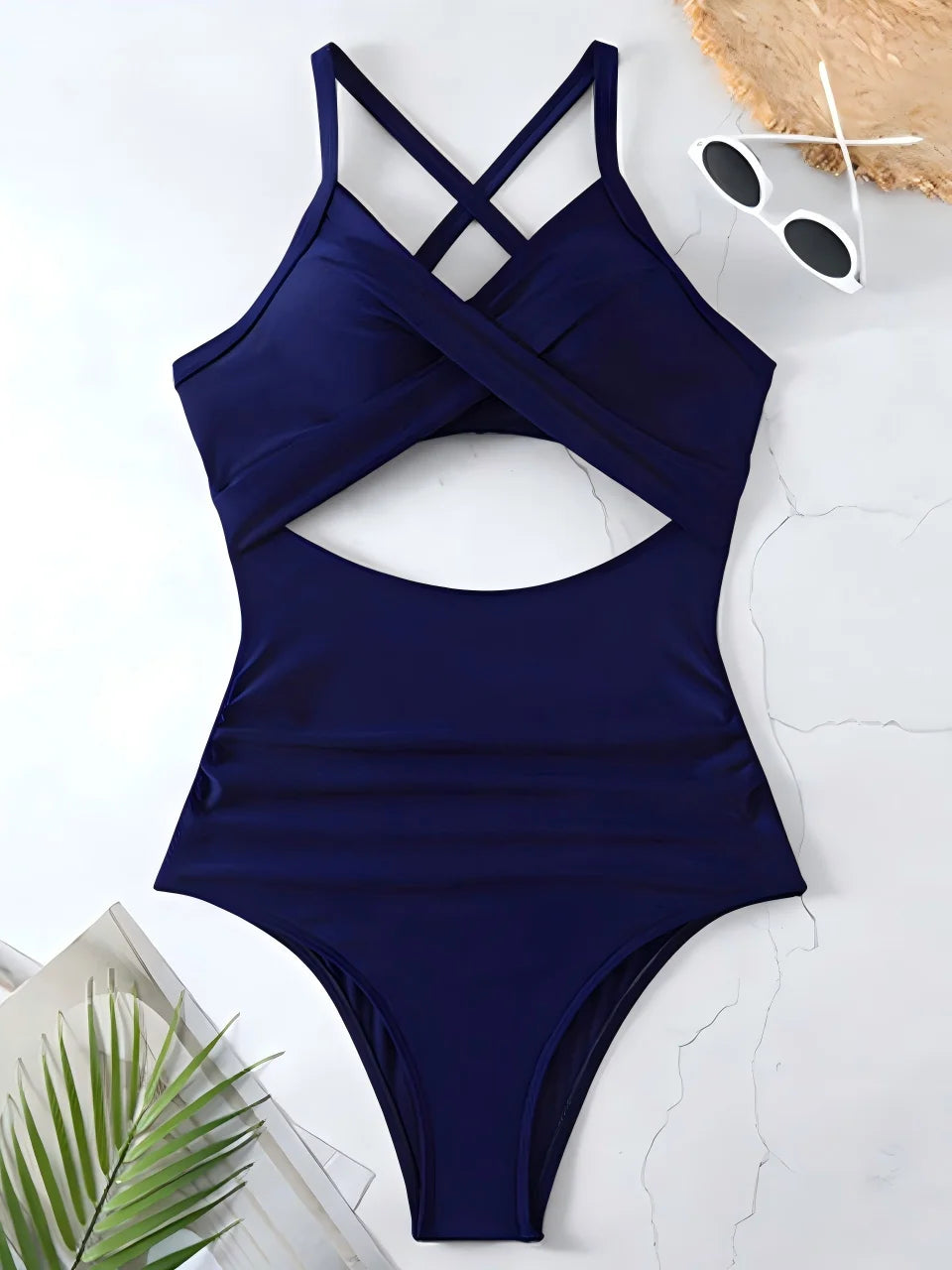 Ruched One-Piece Swimsuit for Women – Solid Color Bodysuit | Adjustable Straps | S–XXL