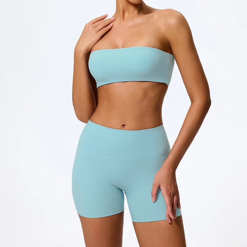 Women’s 2-Piece Workout Set – Strapless Sports Bra & Leggings for Yoga, Gym & Running