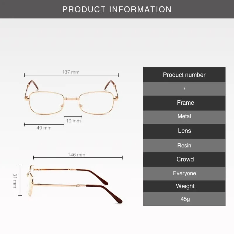Foldable Reading Glasses | Gold-Tone Frame, +1.00 to +4.00