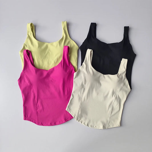Seamless Crop Top Sports Vest – Sleeveless Tube Bra Cami for Gym, Running & Streetwear