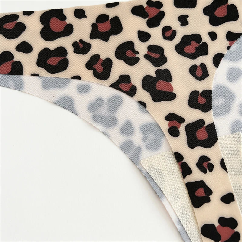 5-Pack Ice Silk Printed Thongs — Seamless Low-Rise G-String Panties