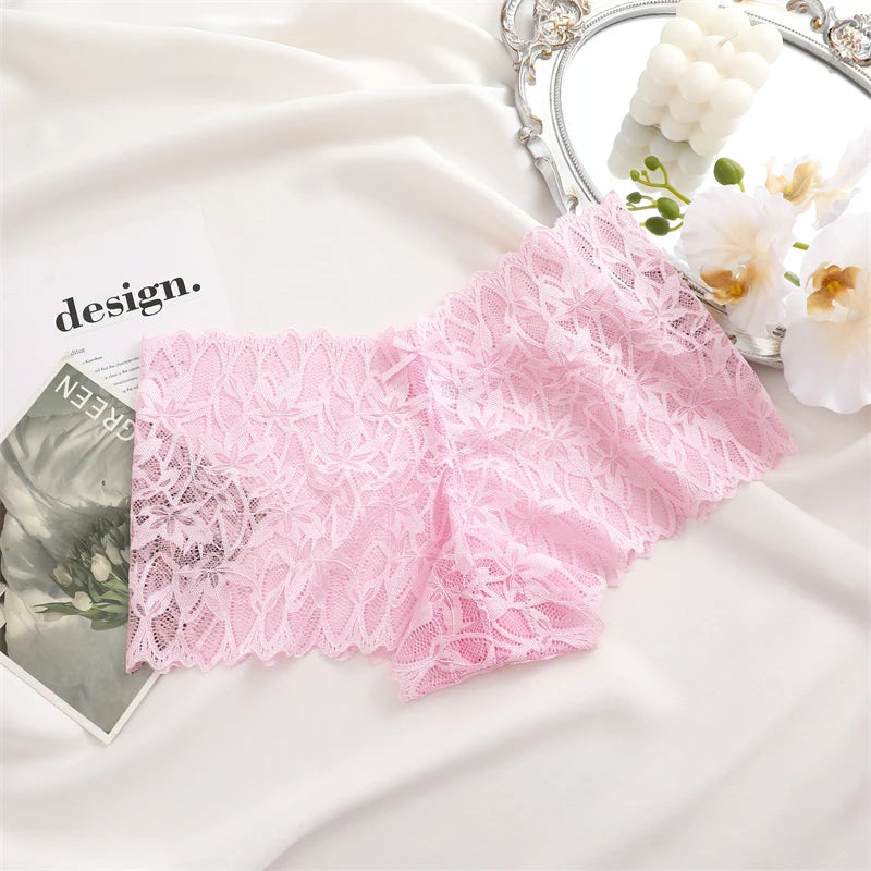 3-Pack Lace Boyshort Panties – Low-Rise Floral Underwear for Women (S–XL, 14 Color Sets)