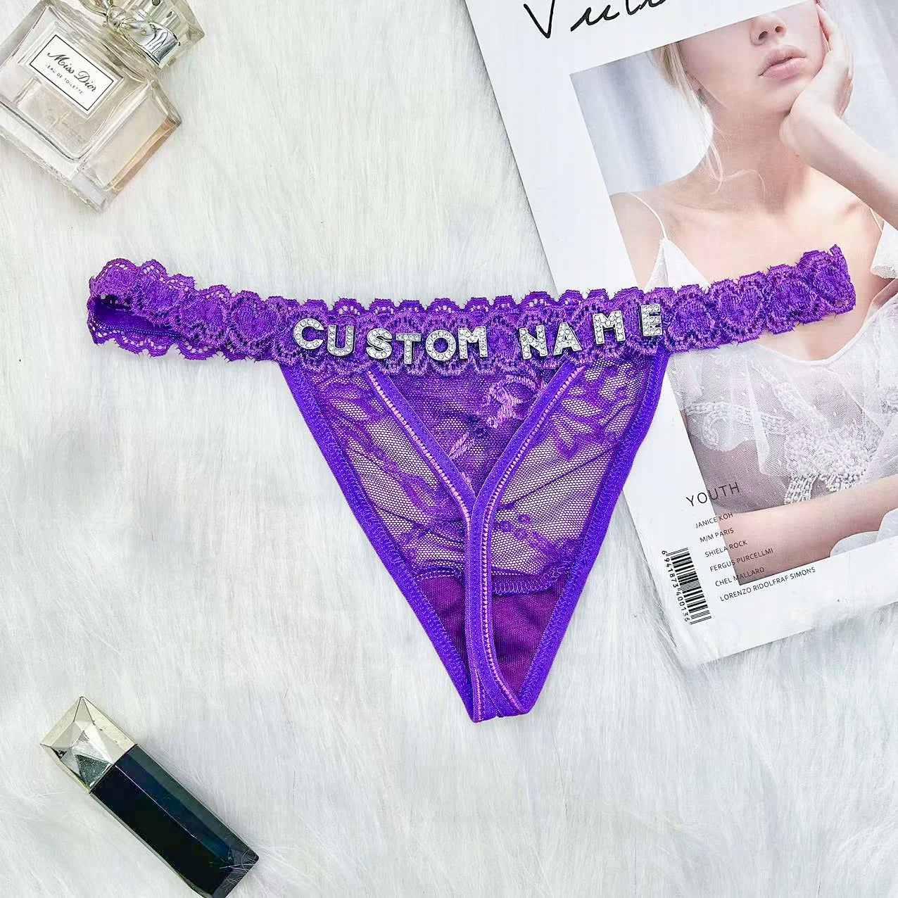 Custom Name Thong & Waist Chain Lingerie Set – Personalized G-String with Letters