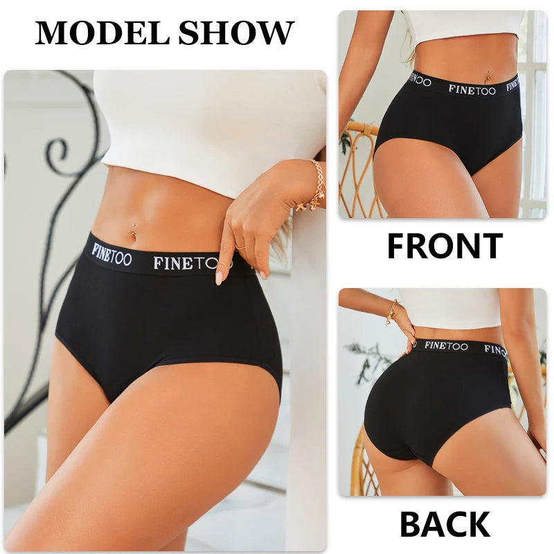 FINETOO 4Pcs Cotton High Waist Seamless Underwear Women's Breathable Elastic Belts Panties Plus Size Comfortable Lingerie S-XXL