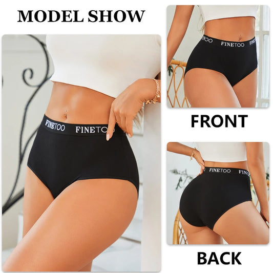 4-Pack High Waist Cotton Briefs — Logo Waistband Seamless Panties S–XXL