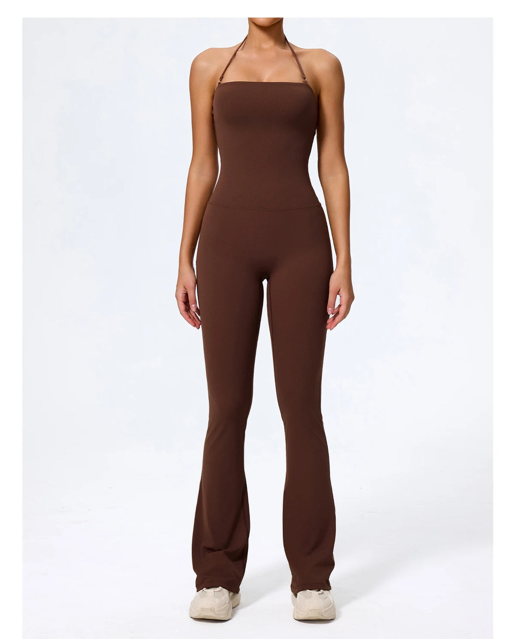 جمبسوت يوجا بلا أكمام للنساء – سالوبيت رياضي بظهر مكشوف وقصة أرجل واسعة