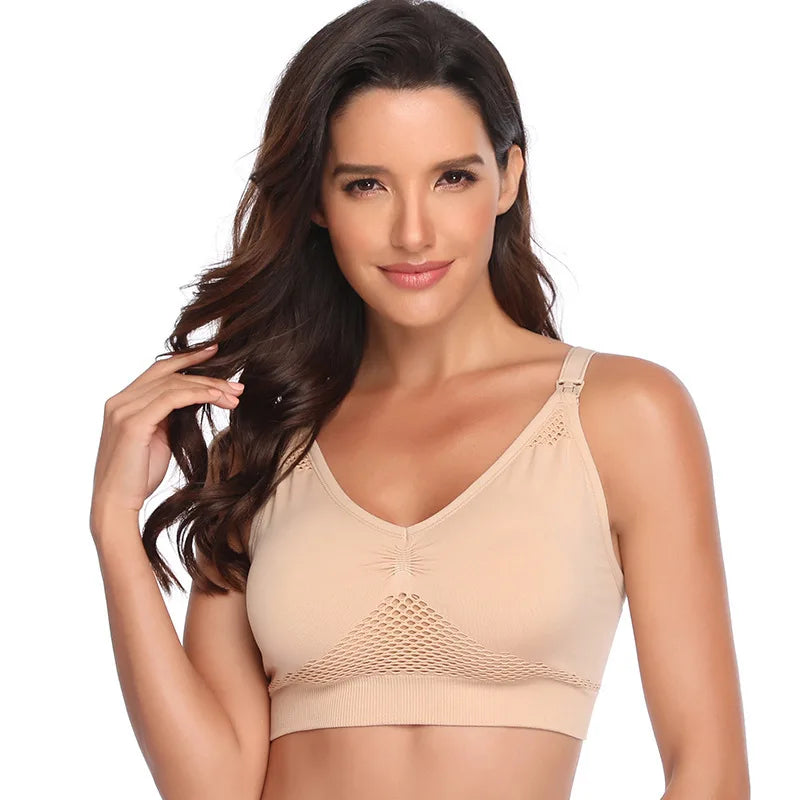 Plus Size Nursing Bra Front Closure, Breathable Wire-Free Seamless Maternity Breastfeeding Bras for Comfort Moms