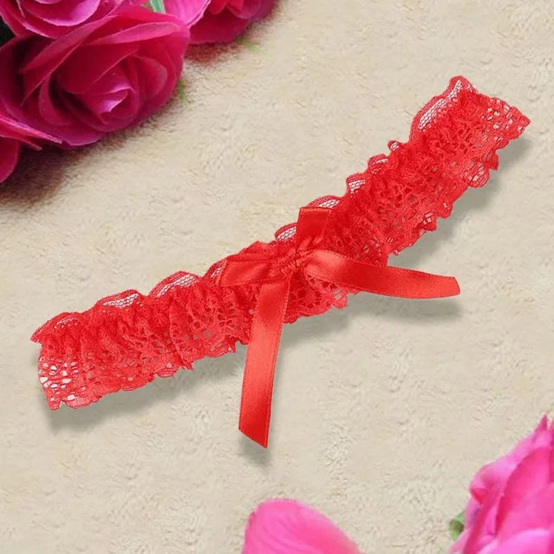 Lace Bow Leg Garter Ring – Floral Thigh Band for Bridal, Cosplay & Lingerie (One Size, 5 Colors)