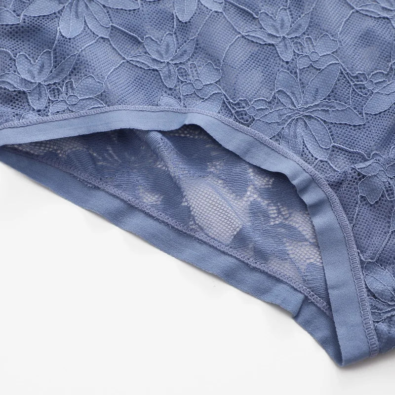 High-Waist Floral Lace Hollow Brief Panties – Breathable Sexy Underwear for Women (S–2XL, 9 Colors)