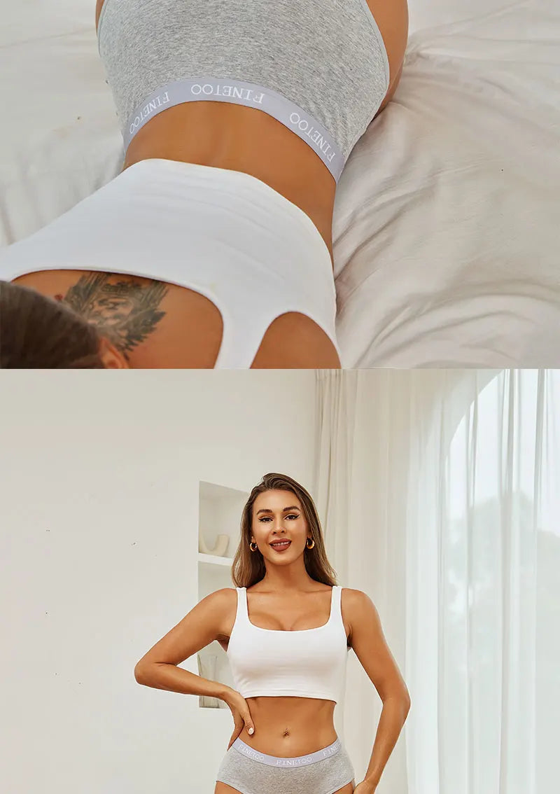 FINETOO 4Pcs/Set Sexy Hip Lifting Triangle Pants Pure Cotton Triangle Pants Low Waist Underwear FINETOO Brand Underwear 8 Colors