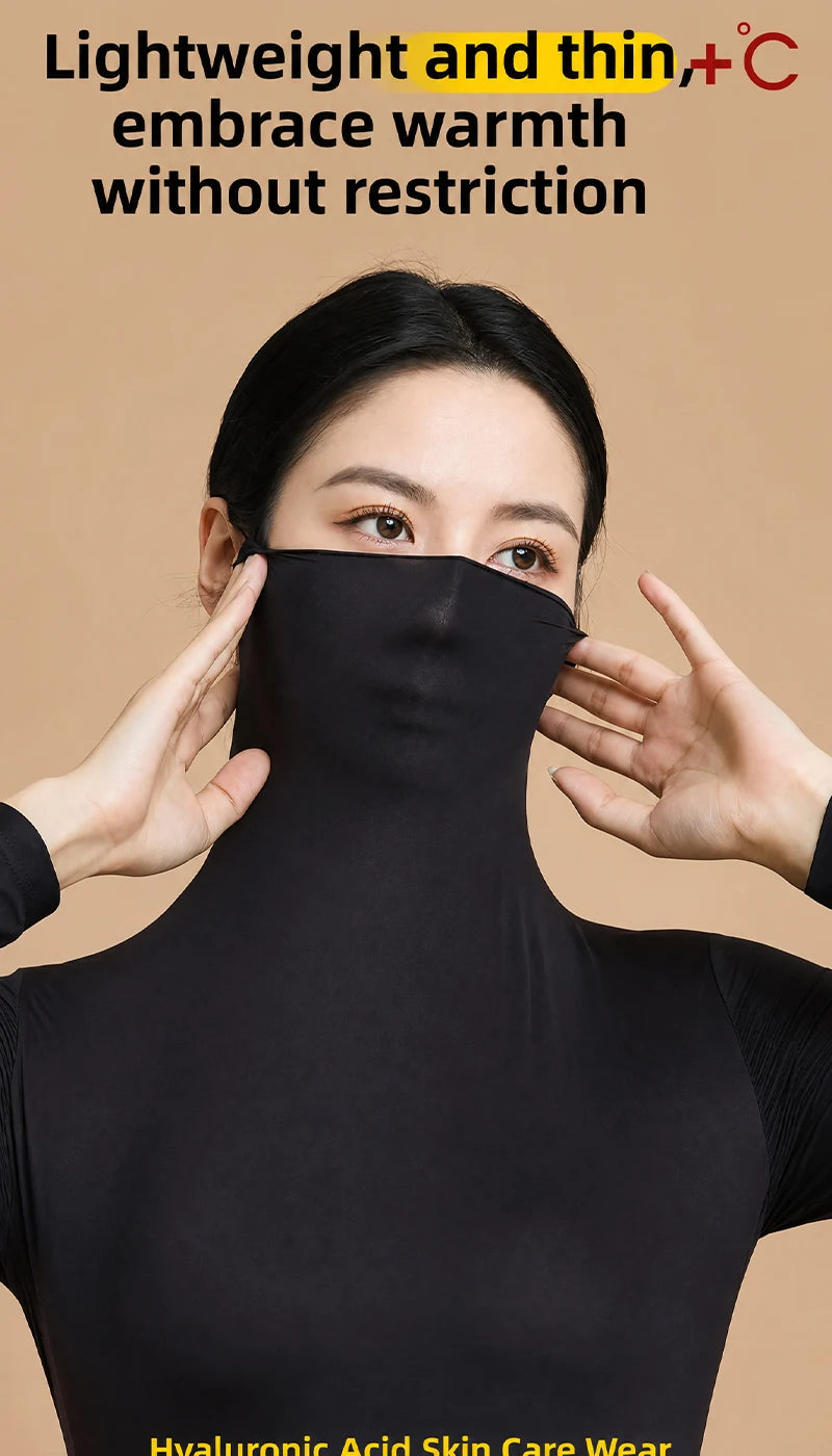 High-Collar Seamless Thermal Set – Long-Sleeve Warm Base Layer for Women, High-Rise (L–XL, 4 Color Sets)