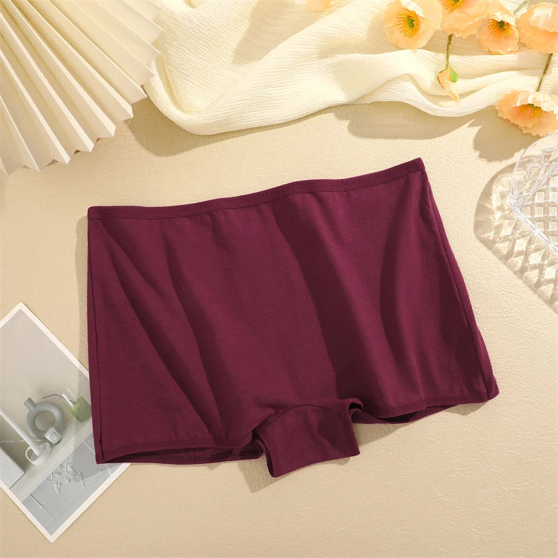 4PCS Women's Panties Cotton Seamless Sports Boxers Underwear Female Solid Color Briefs Cozy Lingerie Intimate Underpants XS-XL