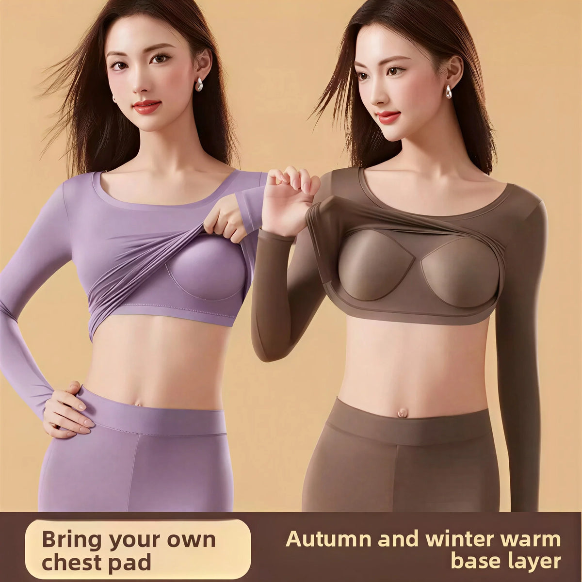 Thermal Underwear Set for Women – High-Elasticity Skin-Tight Warm Base Layer, Autumn/Winter (L–XL, 4 Colors)