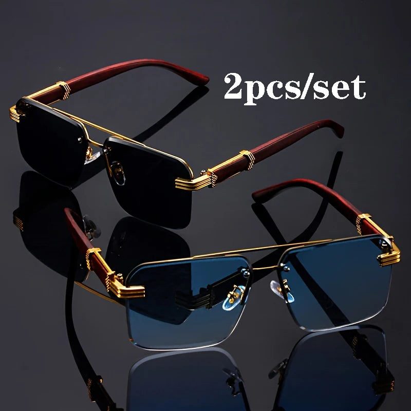 2-Pair Square Sunglasses Set | Unisex Plastic Frames