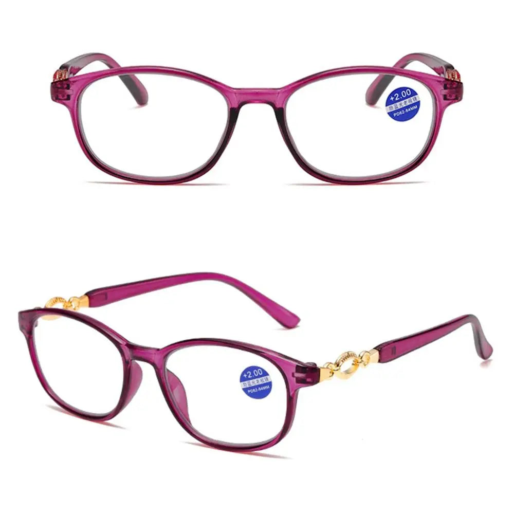 Oval Reading Glasses | Black, Red or Purple, +1.00 to +4.00