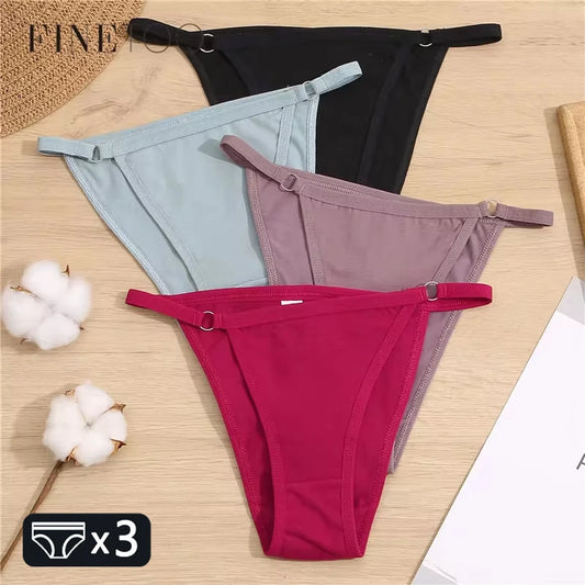 3-Pack Cotton Ring-Strap Bikini Briefs — Low-Rise Soft Panties M–2XL