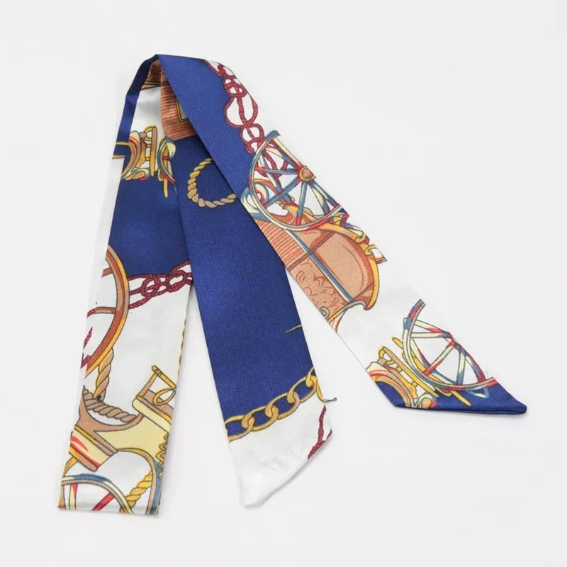 Skinny Scarf Hair Small Women Simple Style Handle Ribbon Fashion Printing Hairband Headscarf Beautiful Scarves Bags for Women