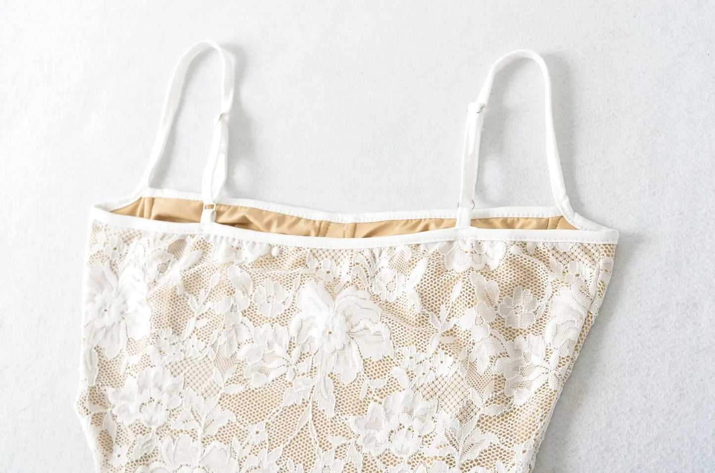 See-Through Lace Bodysuit — High-Cut Thong Spaghetti Strap | Women's Lingerie
