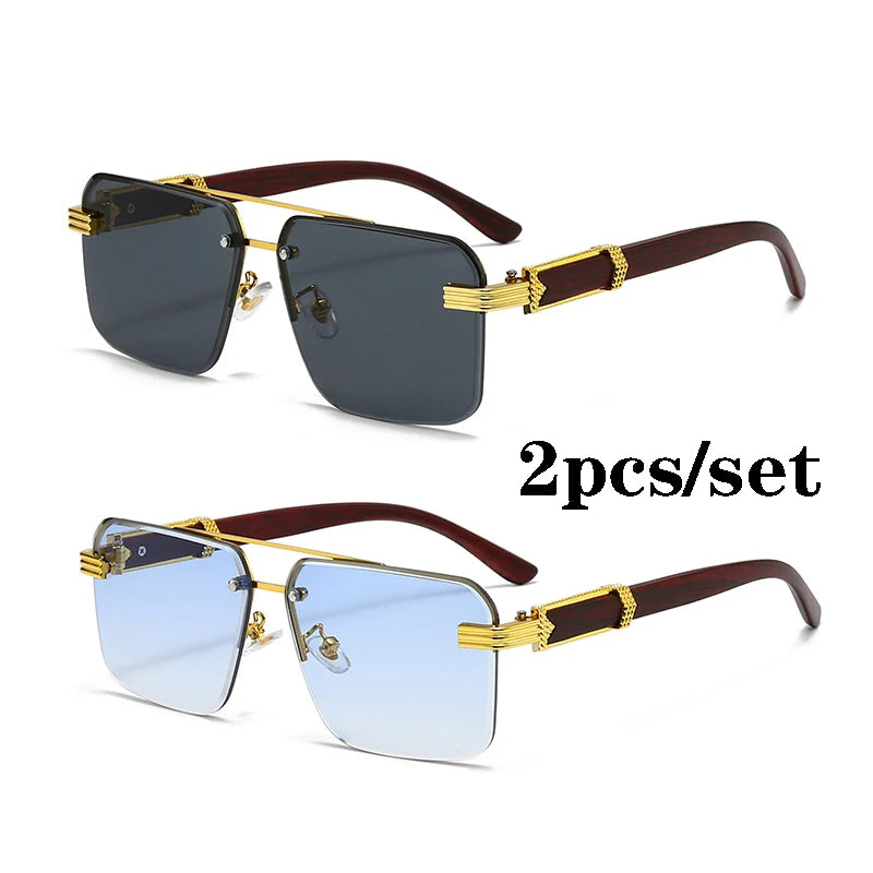 2-Pair Square Sunglasses Set | Unisex Plastic Frames