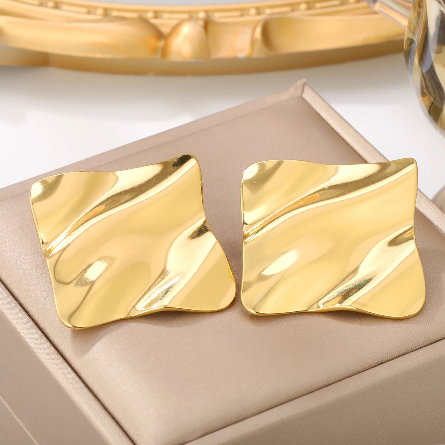 Fairy Flower Stud Earrings – 18K Gold-Plated Stainless Steel for Women