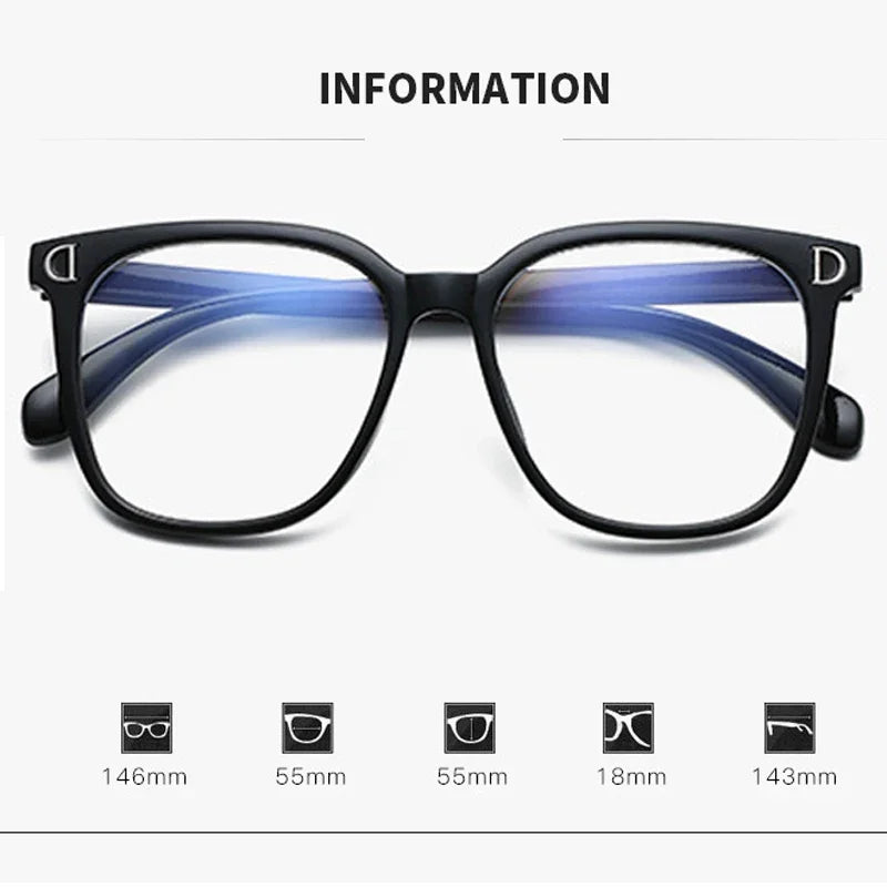 Oversized Square Myopia Glasses | Black, Pink & Clear Frames