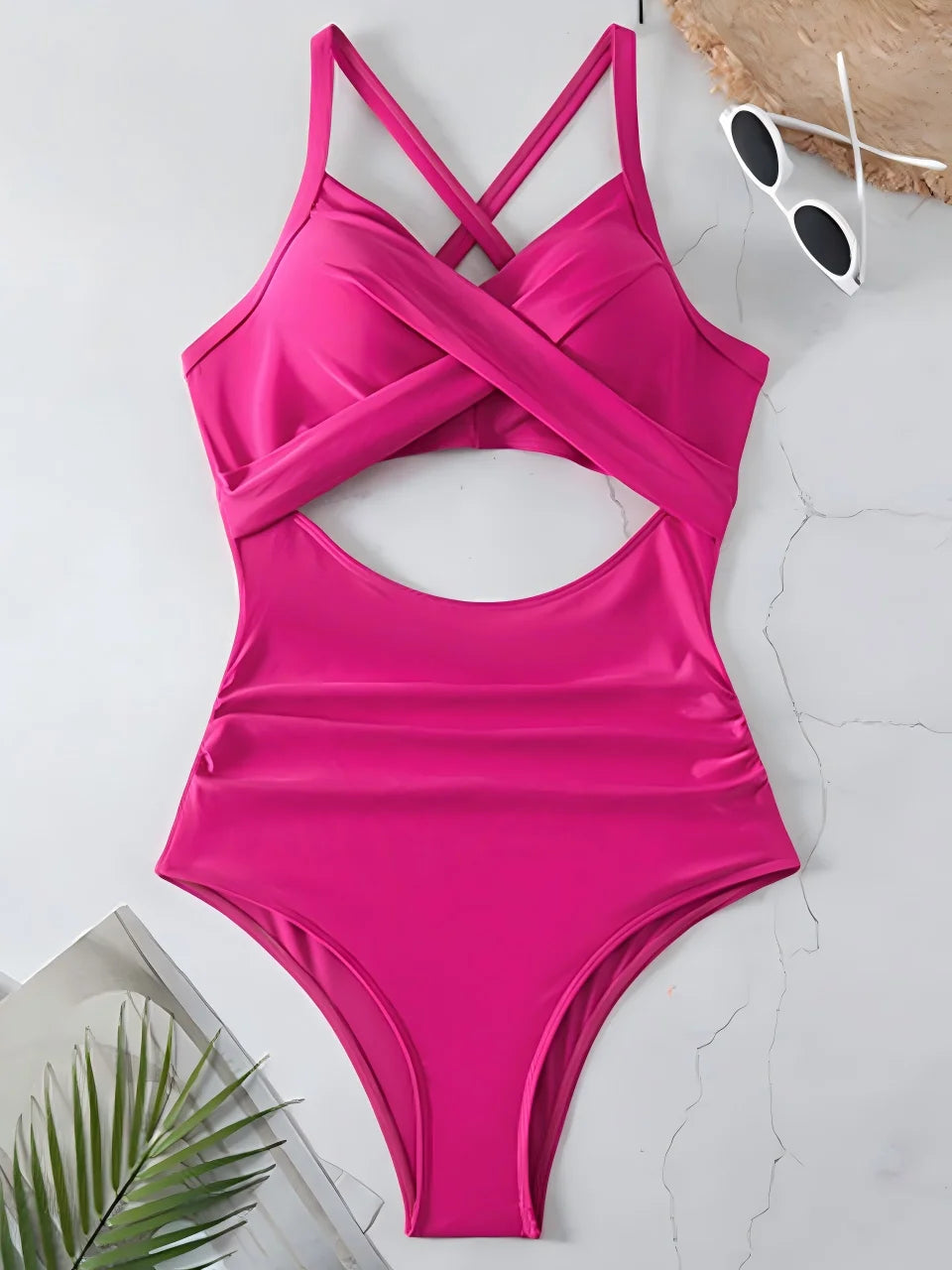 Ruched One-Piece Swimsuit for Women – Solid Color Bodysuit | Adjustable Straps | S–XXL