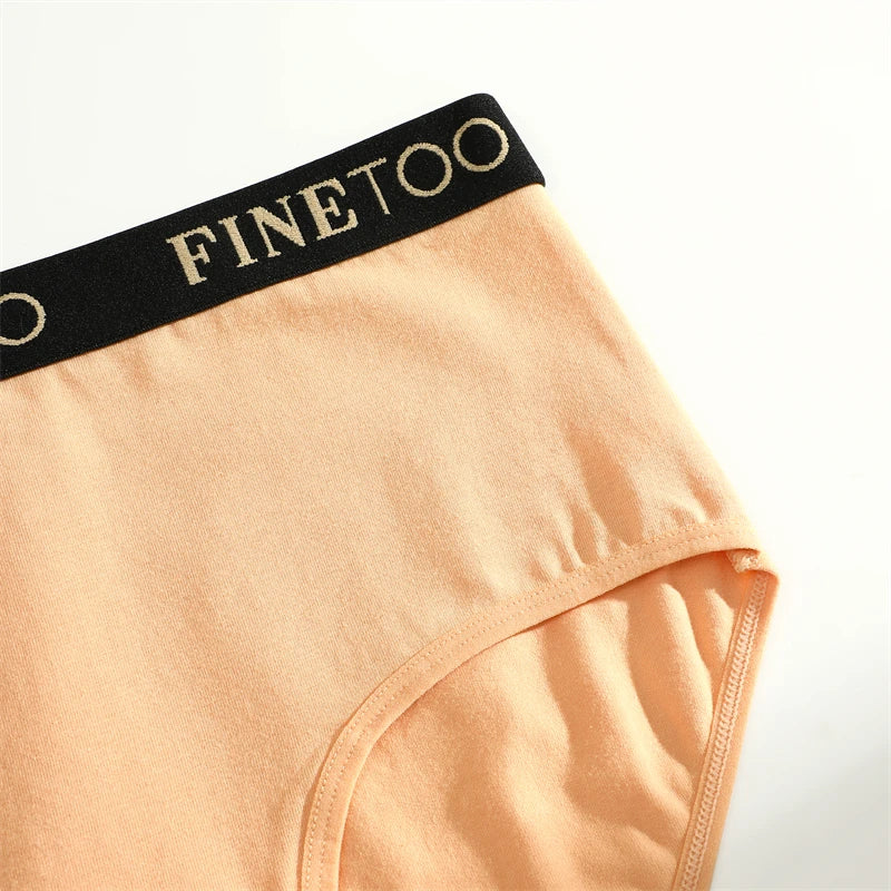 FINETOO 4Pcs Cotton High Waist Seamless Underwear Women's Breathable Elastic Belts Panties Plus Size Comfortable Lingerie S-XXL