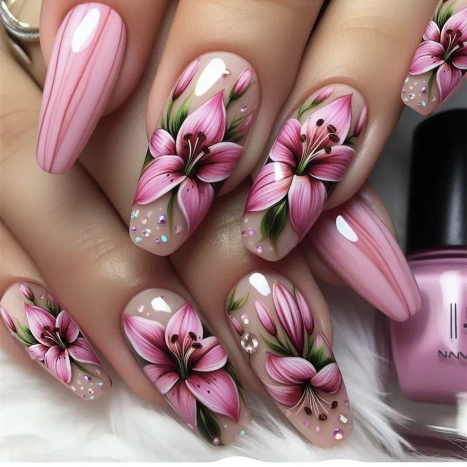 Short Ballerina Press-On Nails – Ombre Gradient Designs, 24 Pieces