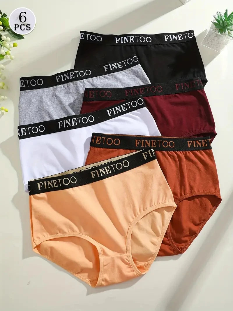 6-Pack Seamless Cotton Brief Panties – Breathable Low-Rise Underwear for Women (S–2XL, 10 Color Sets)