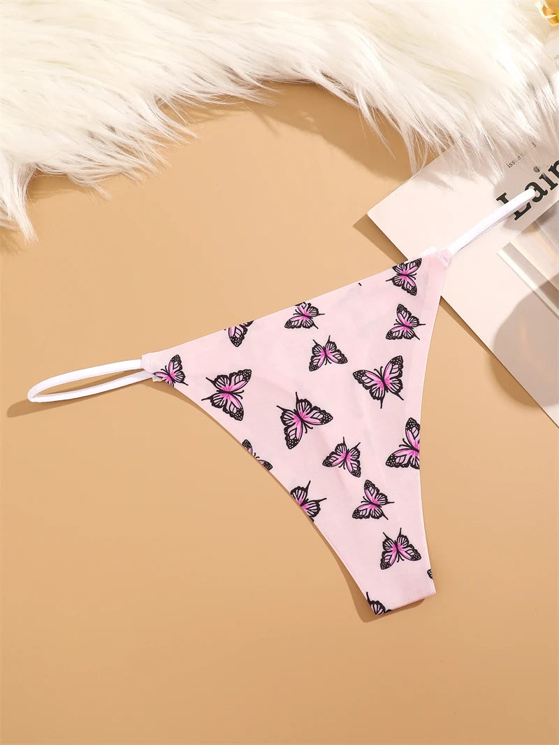 3PCS Women Seamless Leopard Butterfly Panties Sexy Ultra-thin Briefs Female Ice Silk No Trace Underwear Low Rise Soft Lingerie