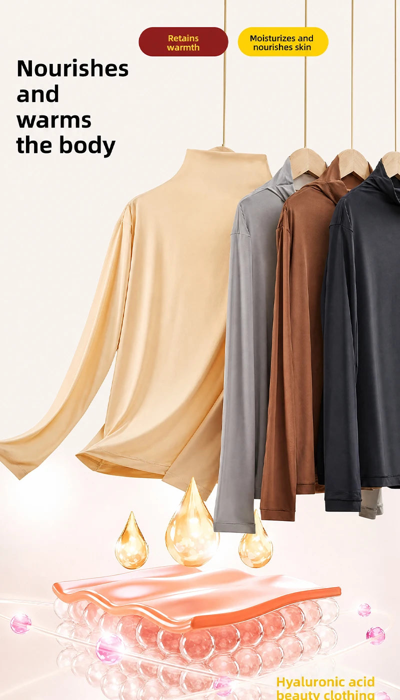 High-Collar Seamless Thermal Set – Long-Sleeve Warm Base Layer for Women, High-Rise (L–XL, 4 Color Sets)