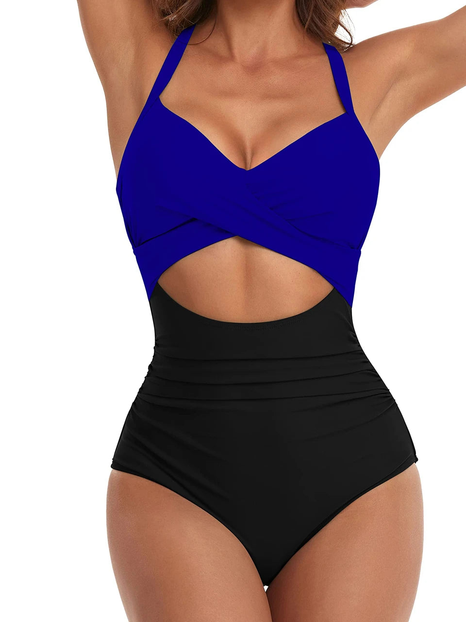 Ruched One-Piece Swimsuit for Women – Solid Color Bodysuit | Adjustable Straps | S–XXL