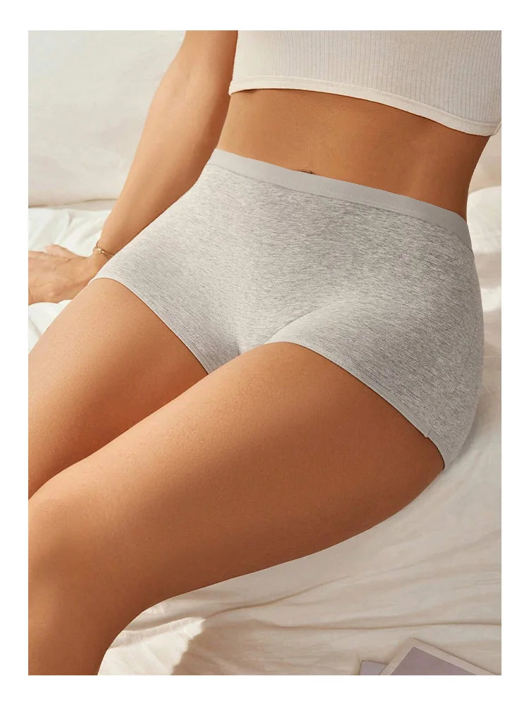 4PCS Women's Panties Cotton Seamless Sports Boxers Underwear Female Solid Color Briefs Cozy Lingerie Intimate Underpants XS-XL