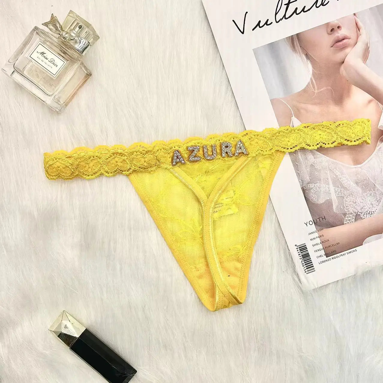 Custom Name Thong & Waist Chain Lingerie Set – Personalized G-String with Letters