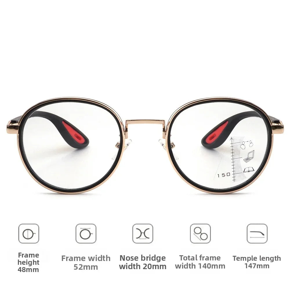Round Progressive Photochromic Reading Glasses | +1.00 to +4.00