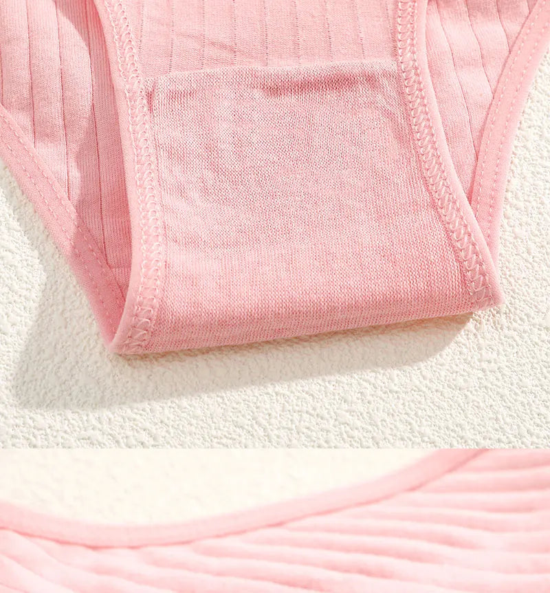 FINETOO 4Pcs Sexy Cotton Panties for Women Underwear Striped Panty Female Soft Lingeries Briefs Pantys Girl Underpant Intimates