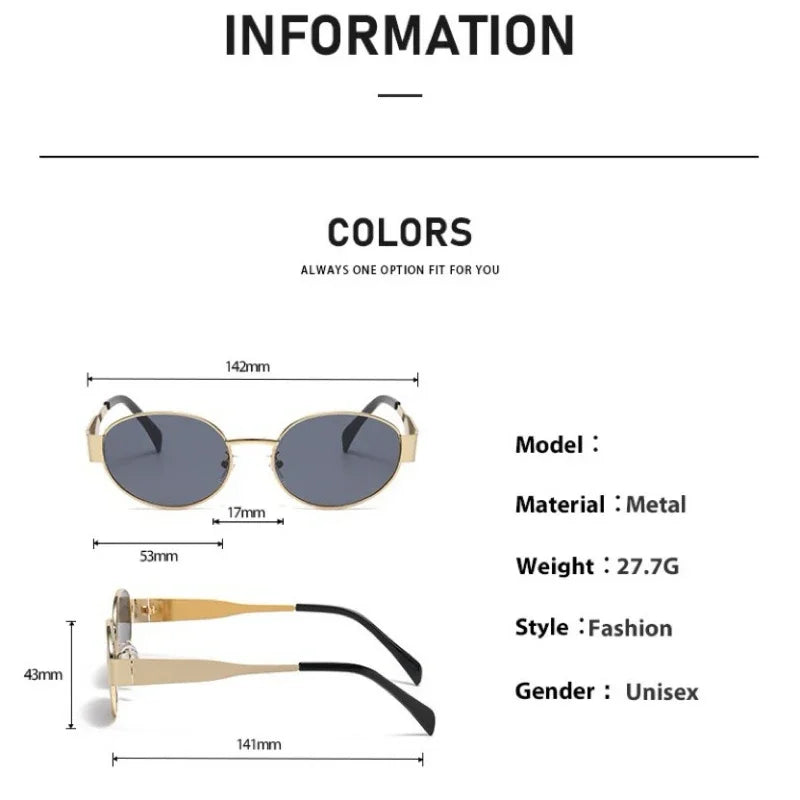 Retro Small Oval Metal Sunglasses | Gold & Black | Myopia Options